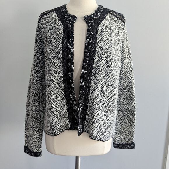 Chico's Jackets & Blazers - Chico's Black & White Textured Open-Front Cardigan Blazer